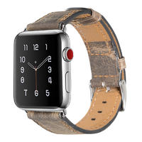 Apple Watch Retro Vintage leather Replacement with Stainless Metal Clasp