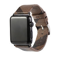 Fine weave pattern Leather Replacement Band with Stainless Metal Clasp