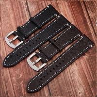 Top Layer Leather Replacement Band with Fine steel watch buckle