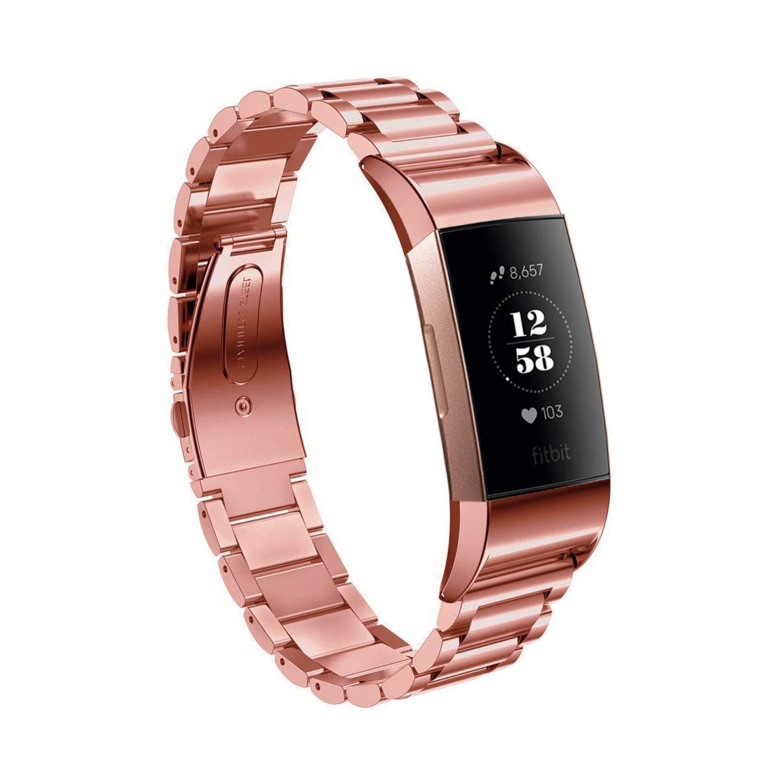 Handodo Fitbit Charge 3 Band - Premium Stainless Steel Metal Replacement Wristbands with Butterfly Closure Fitbit Band image21