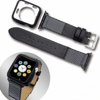 Apple watch leather band and TPU case suit Ribbon two-color