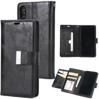 iPhone X Case - Retro pattern Genuine Leather Kickstand Wallet Case